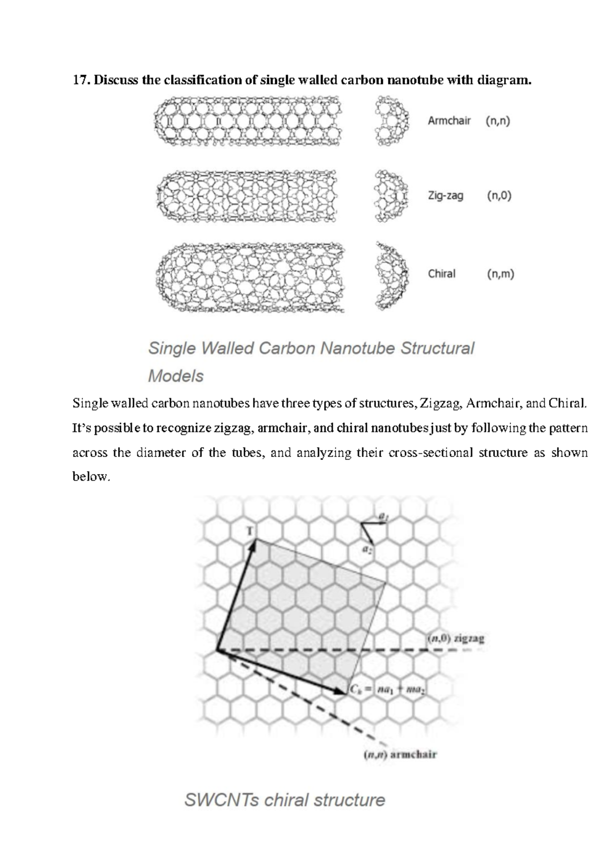 CVD and Single walled carbon nanotubles - Discuss the classification of ...
