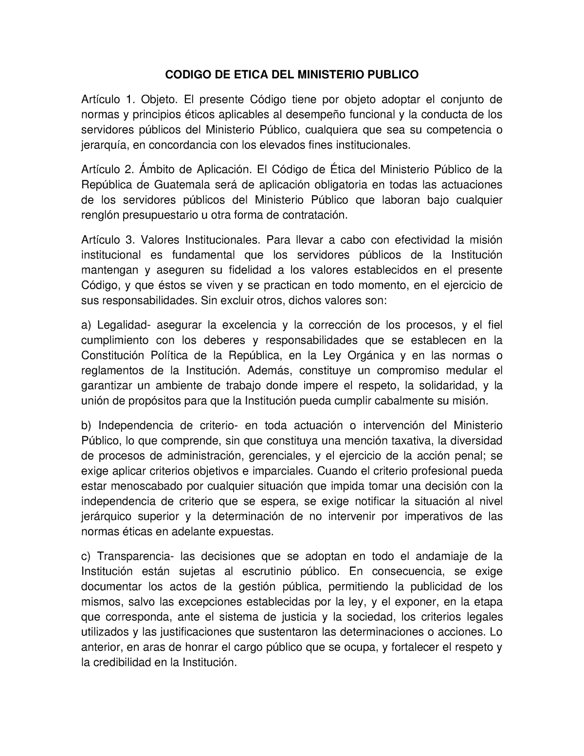 Codigo De Etica Mp Codigo De Etica Del Ministerio Publico Artículo 1 Objeto El Presente 8075