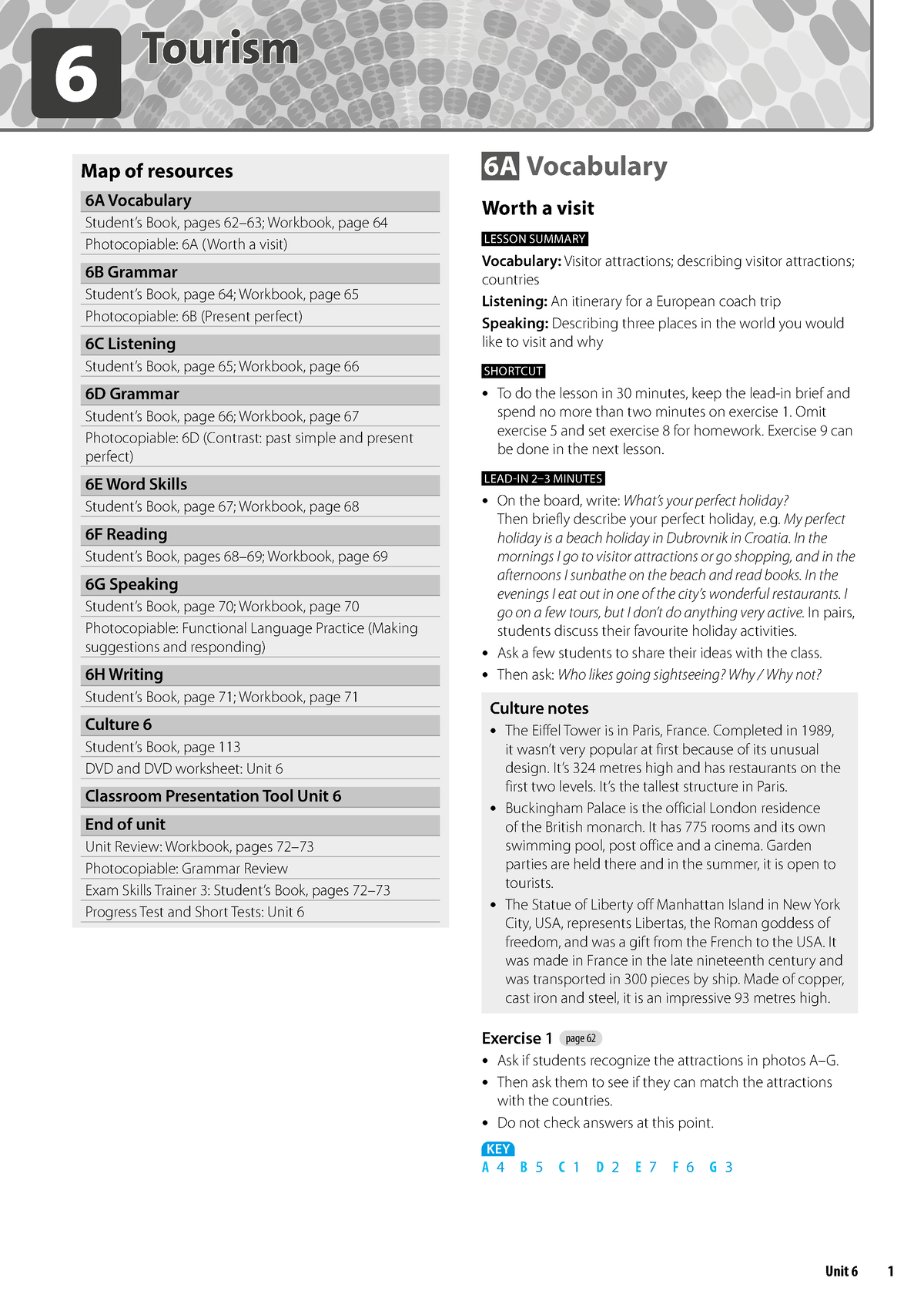 Unit 6 - English Book - 6 6A Vocabulary Worth A Visit LESSON SUMMARY ...