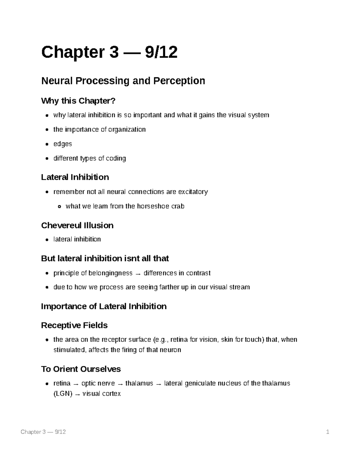 Chapter 3 Neural Processing And Perception - Chapter 3 — 9/ Neural ...