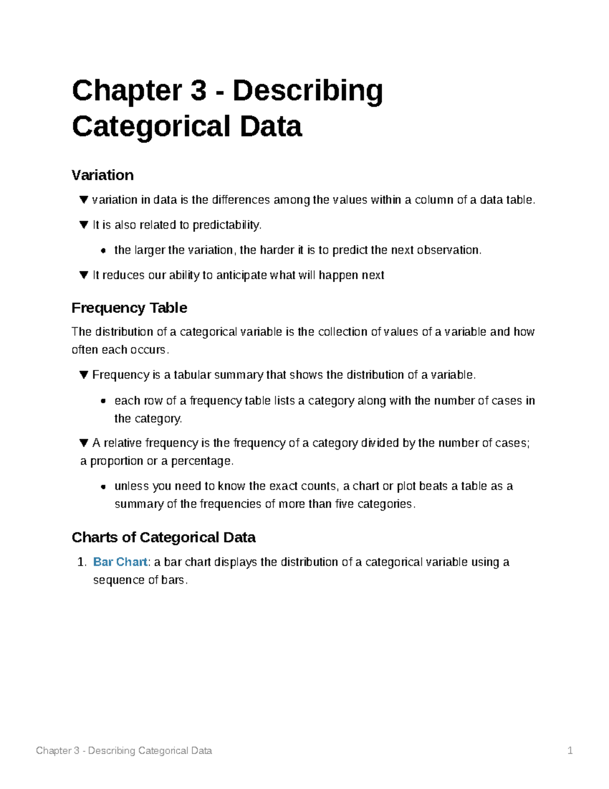 Chapter 3 MSCI - Chapter 3 - Describing Categorical Data Variation ...
