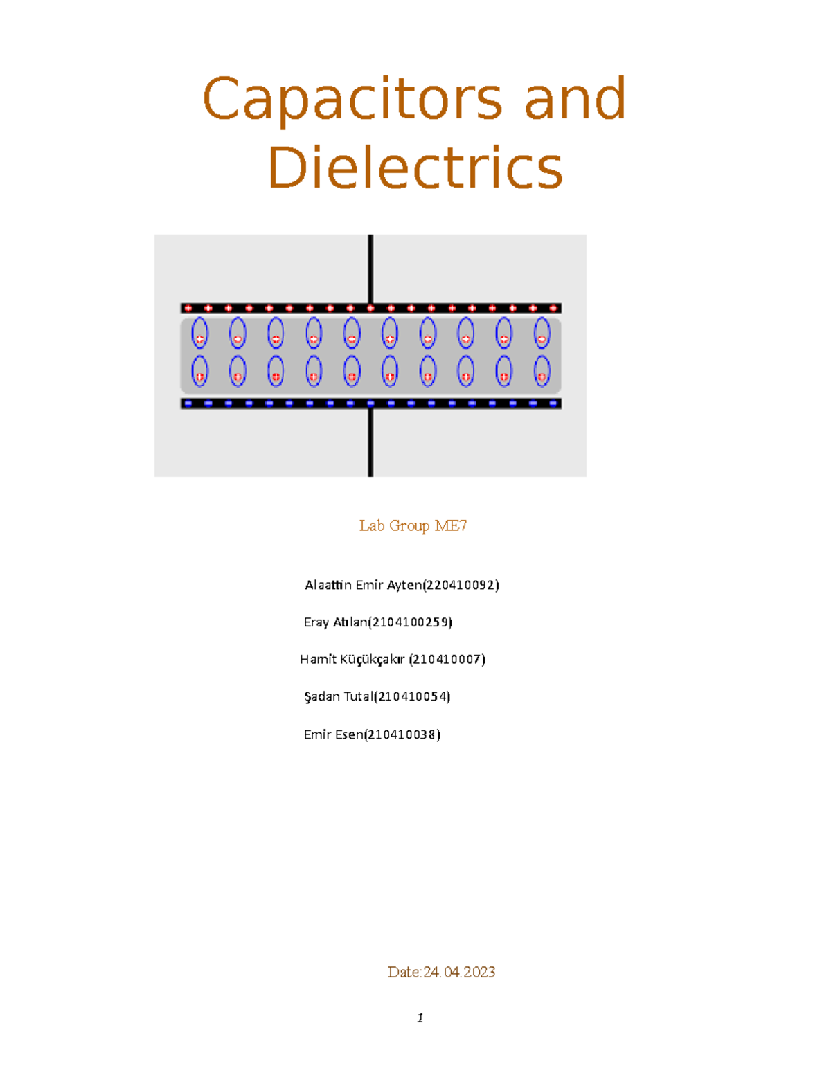 Ch25 Report Template Capacitors and Dielectrics Capacitors and