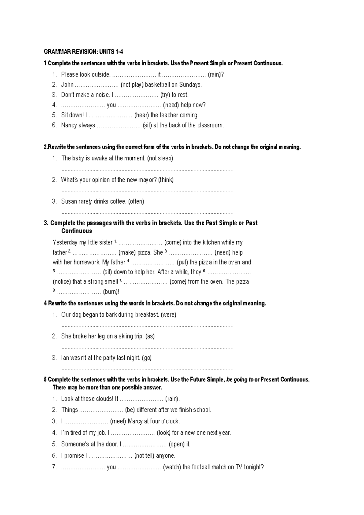 62c8183bbcc1ce46ade636aba2bcd8b6 - GRAMMAR REVISION: UNITS 1- 1 ...