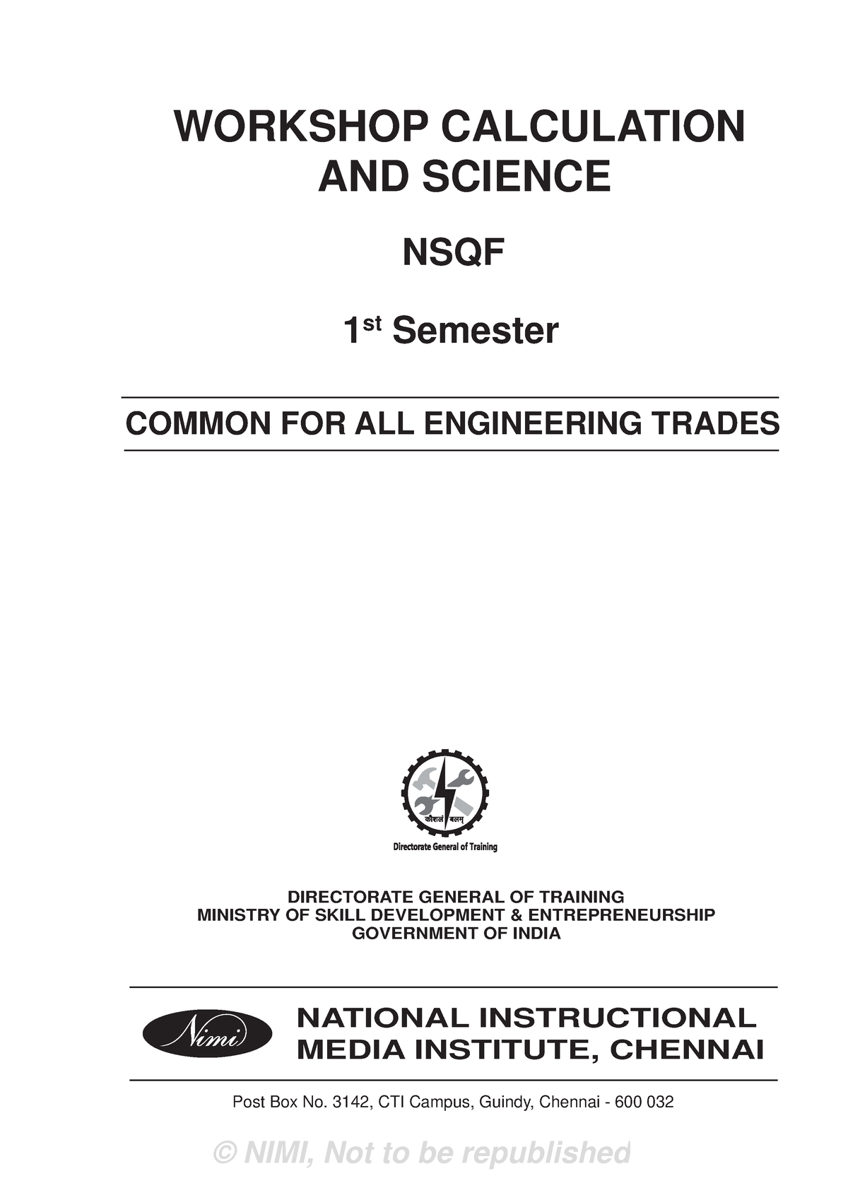 Calculation and Science English 1 NATIONAL INSTRUCTIONAL