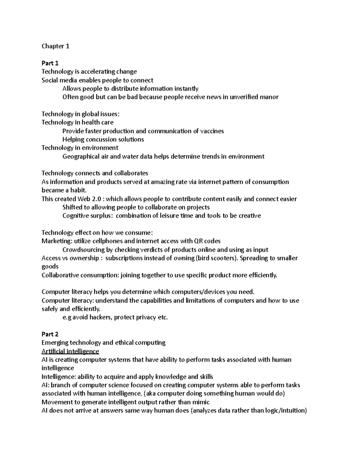 Chapter 1 - Chapter 1 Part 1 Technology is accelerating change Social ...