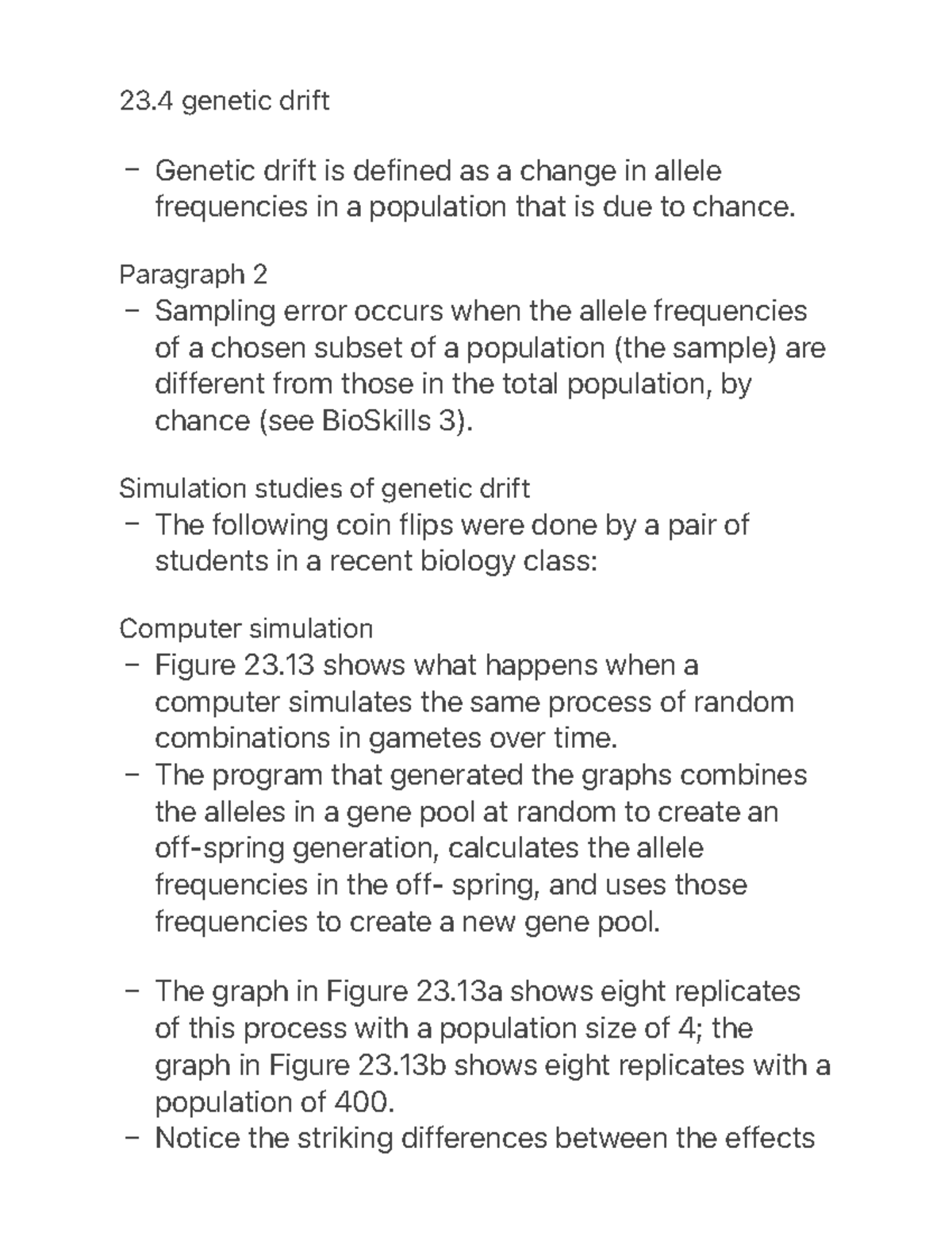 genetic drift short essay