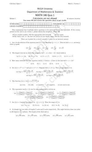 Math140tut91 - Tutorials - Math 140 Tutorial 9 Main problems: For each ...