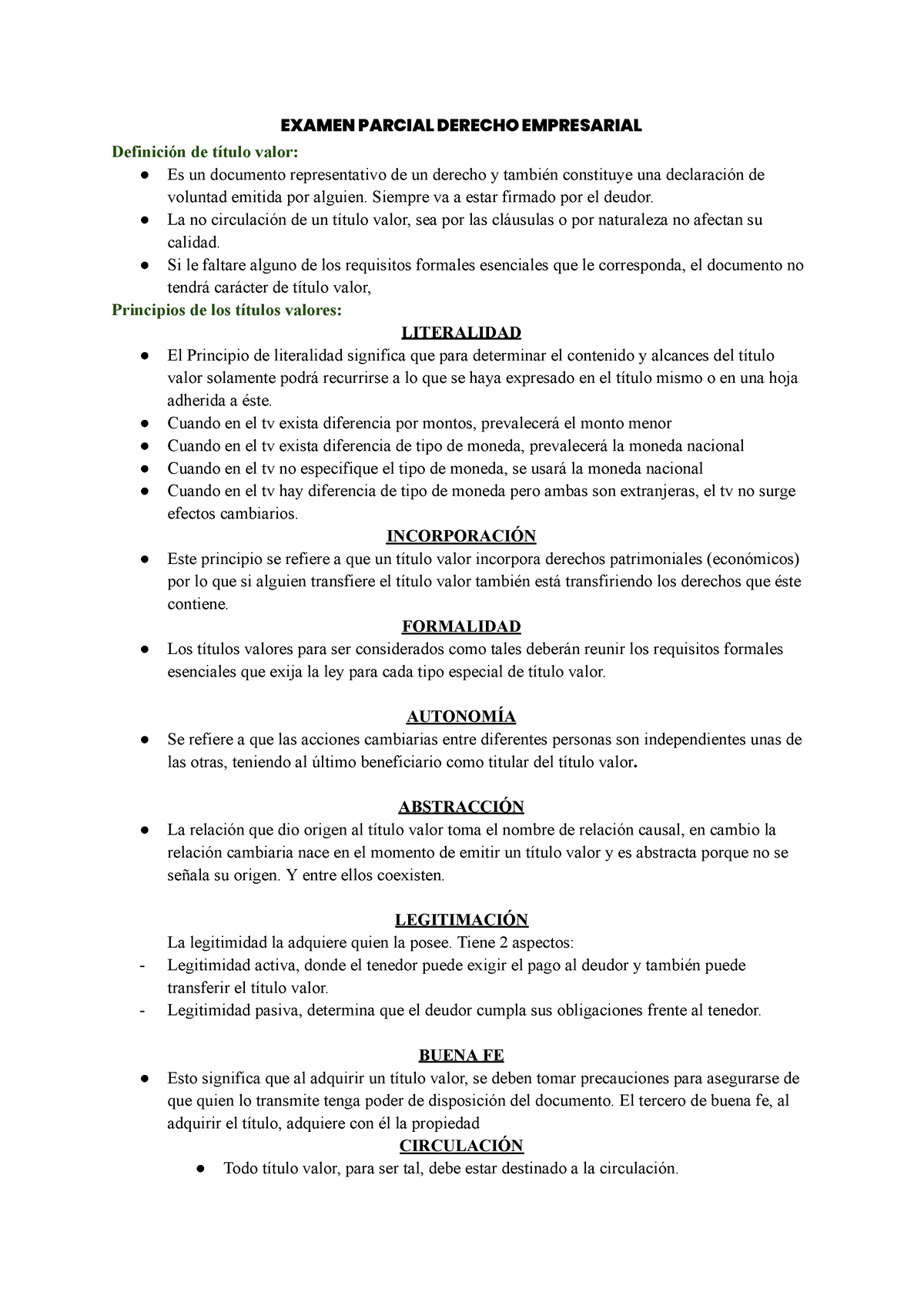 Examen Parcial Derecho Empresarial - EXAMEN PARCIAL DERECHO EMPRESARIAL ...