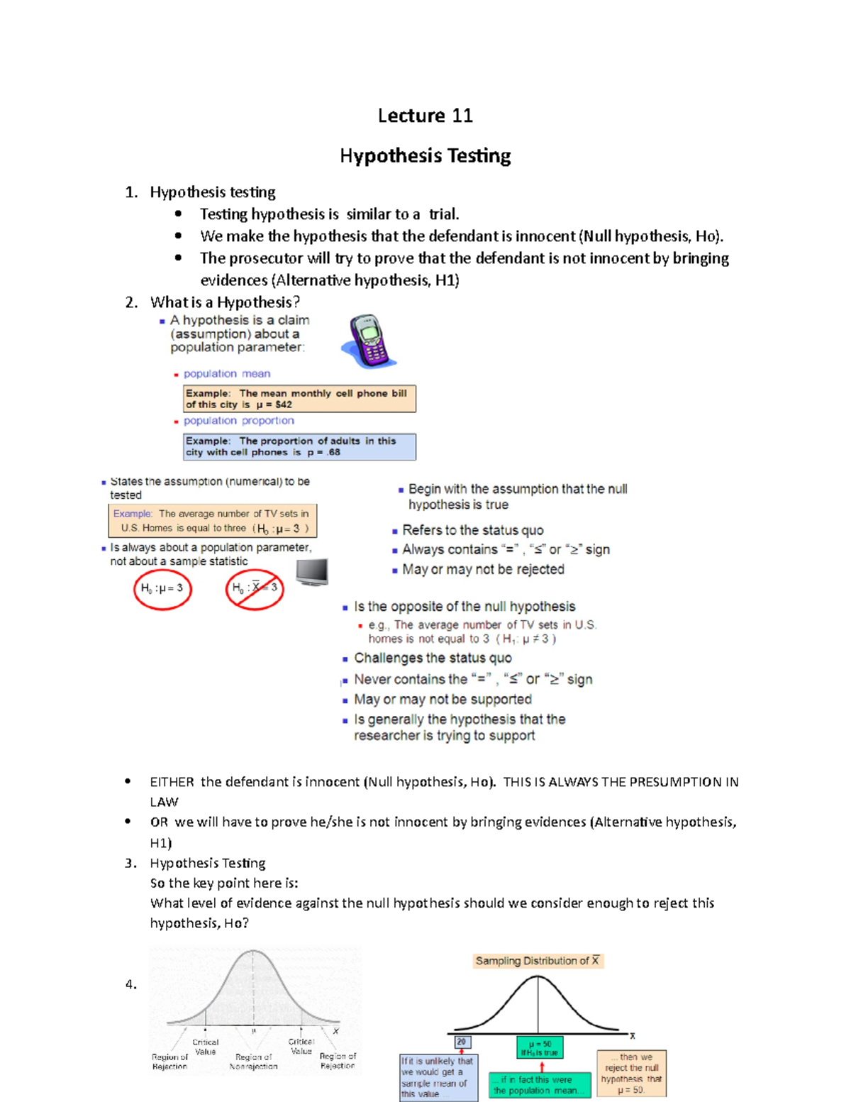 hypothesis testing lecture notes