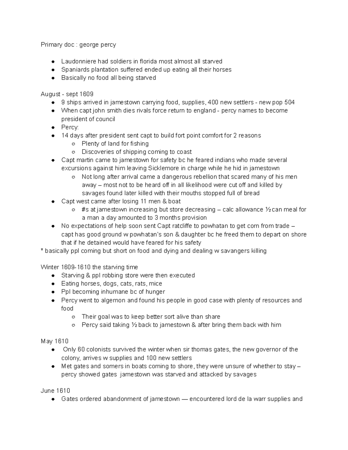 Primary doc george percy - Primary doc : george percy Laudonniere had ...
