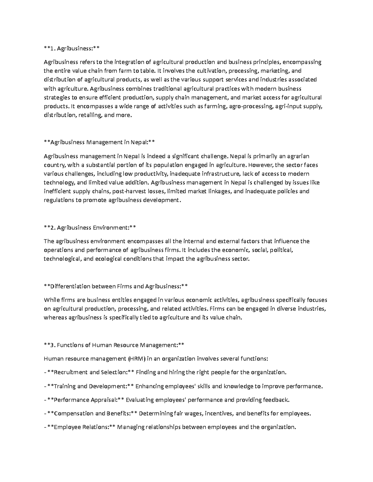 1 agribusiness management 1. Agribusiness Agribusiness refers to