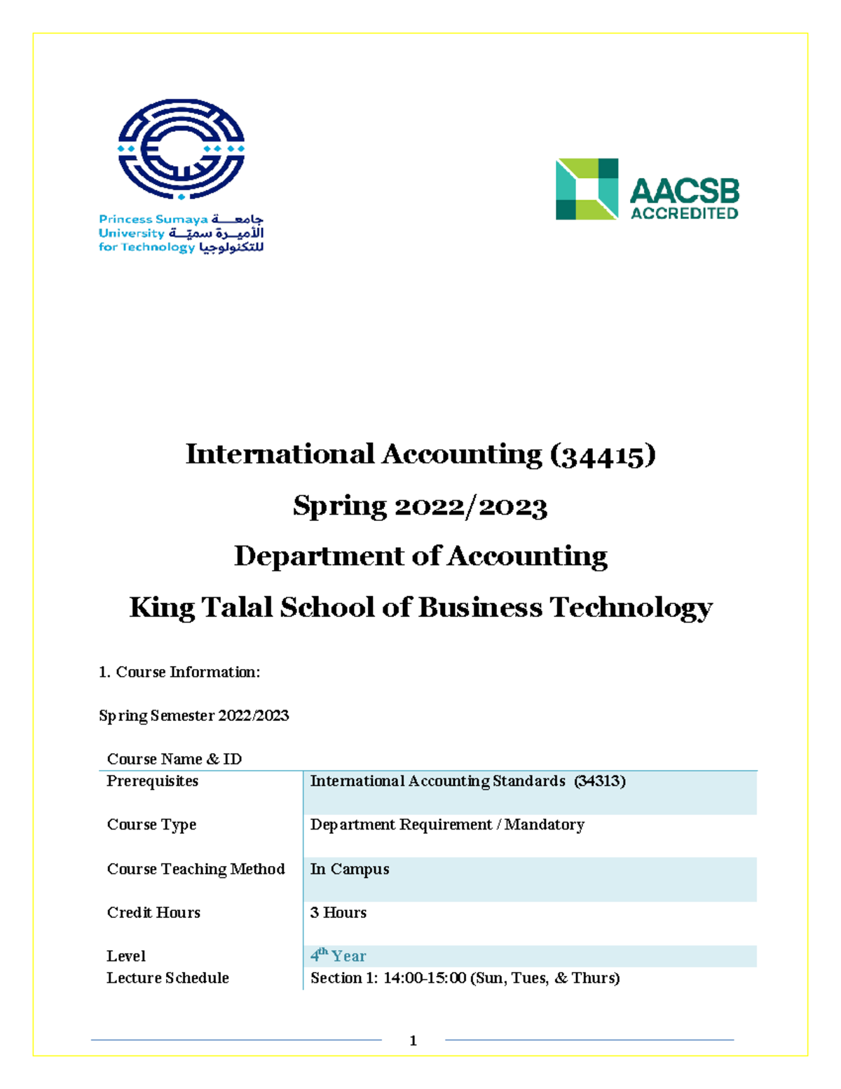 Syllabus - International Accounting- 2nd 2022-2023 - International ...