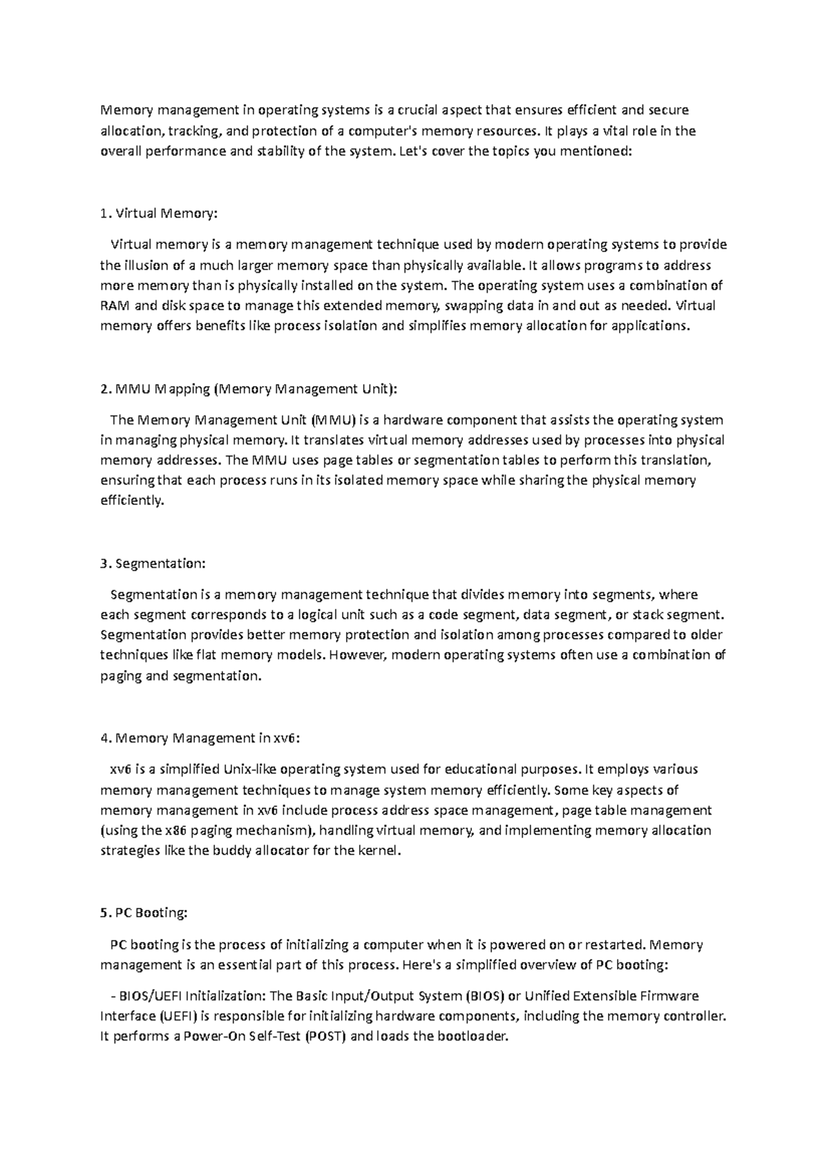 WEEK 2 Memory Management - Memory management in operating systems is a ...