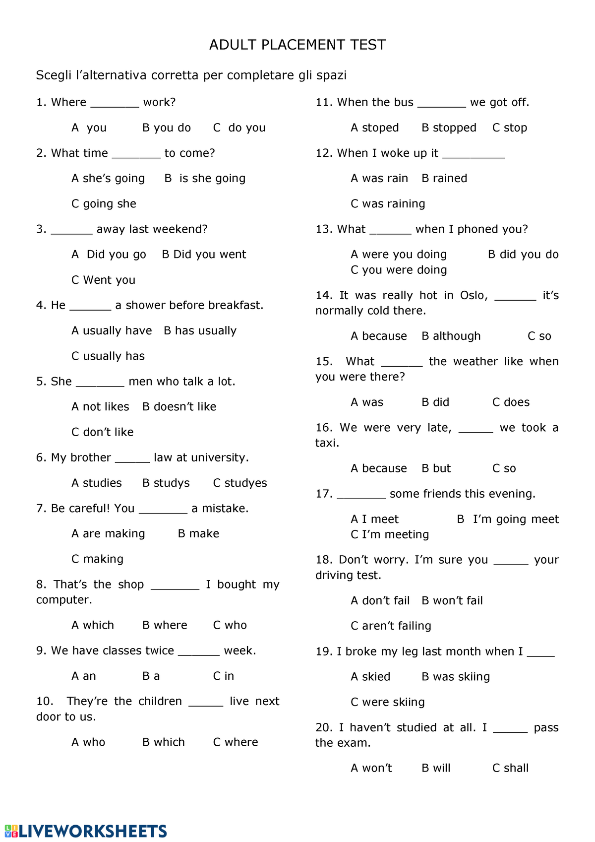 Test B1-B2 - Ingles - UCV - Studocu