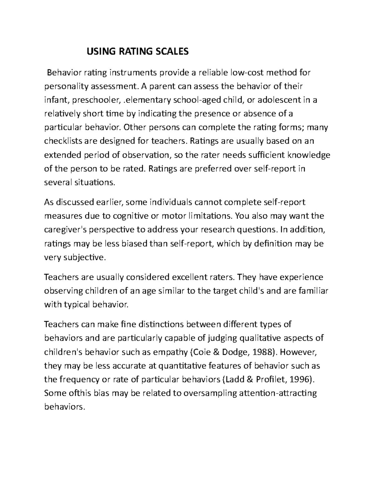 Using Rating Scales - Using Rating Scales Behavior Rating Instruments 