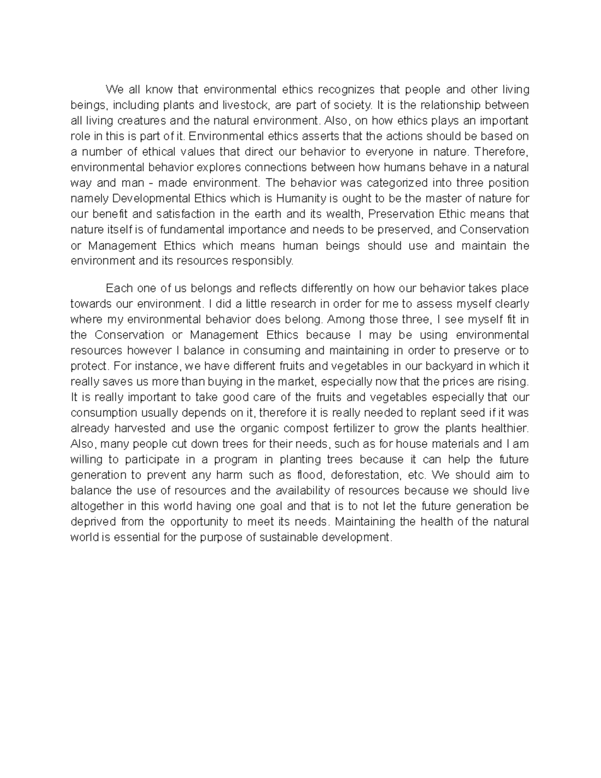 Assessing Environmental Behavior - We all know that environmental ...