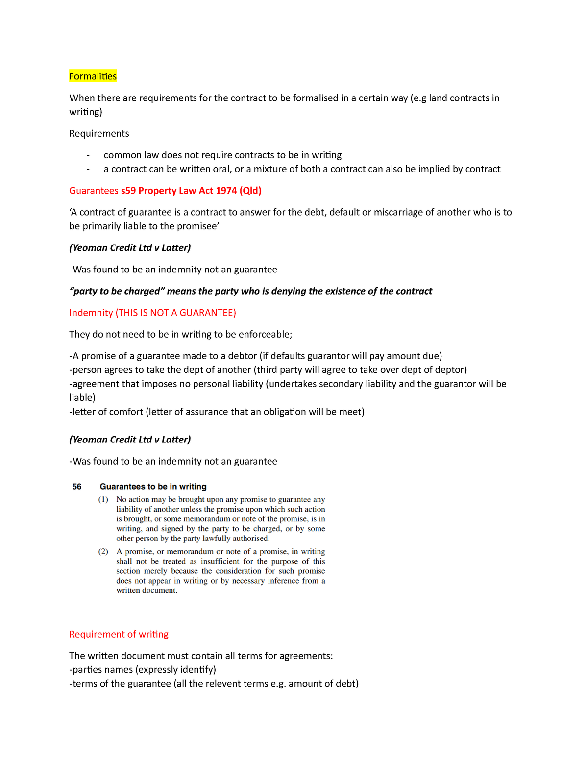 Fomalities and privity - Formalities When there are requirements for ...