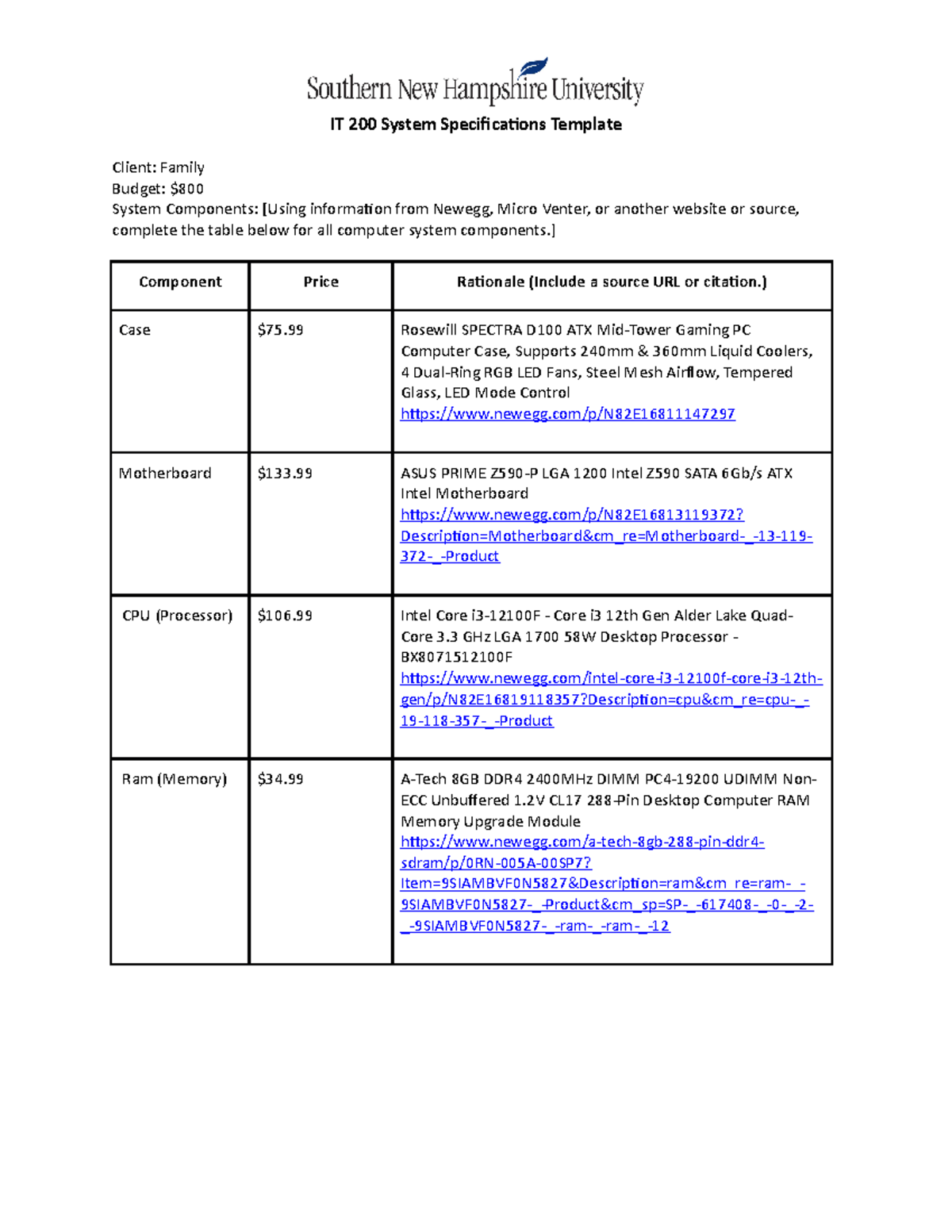 IT 200 System Specifications Template - IT 200 System Specifications ...