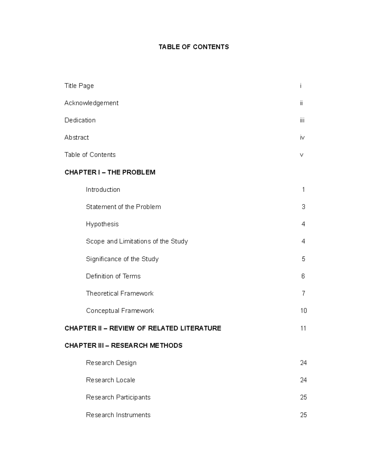 05 Table OF Contents - Research/thesis - TABLE OF CONTENTS Title Page i ...