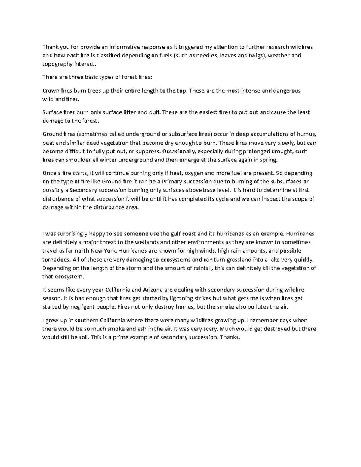 Topic 5 responses 2 - responces - Thank you for provide an informative ...