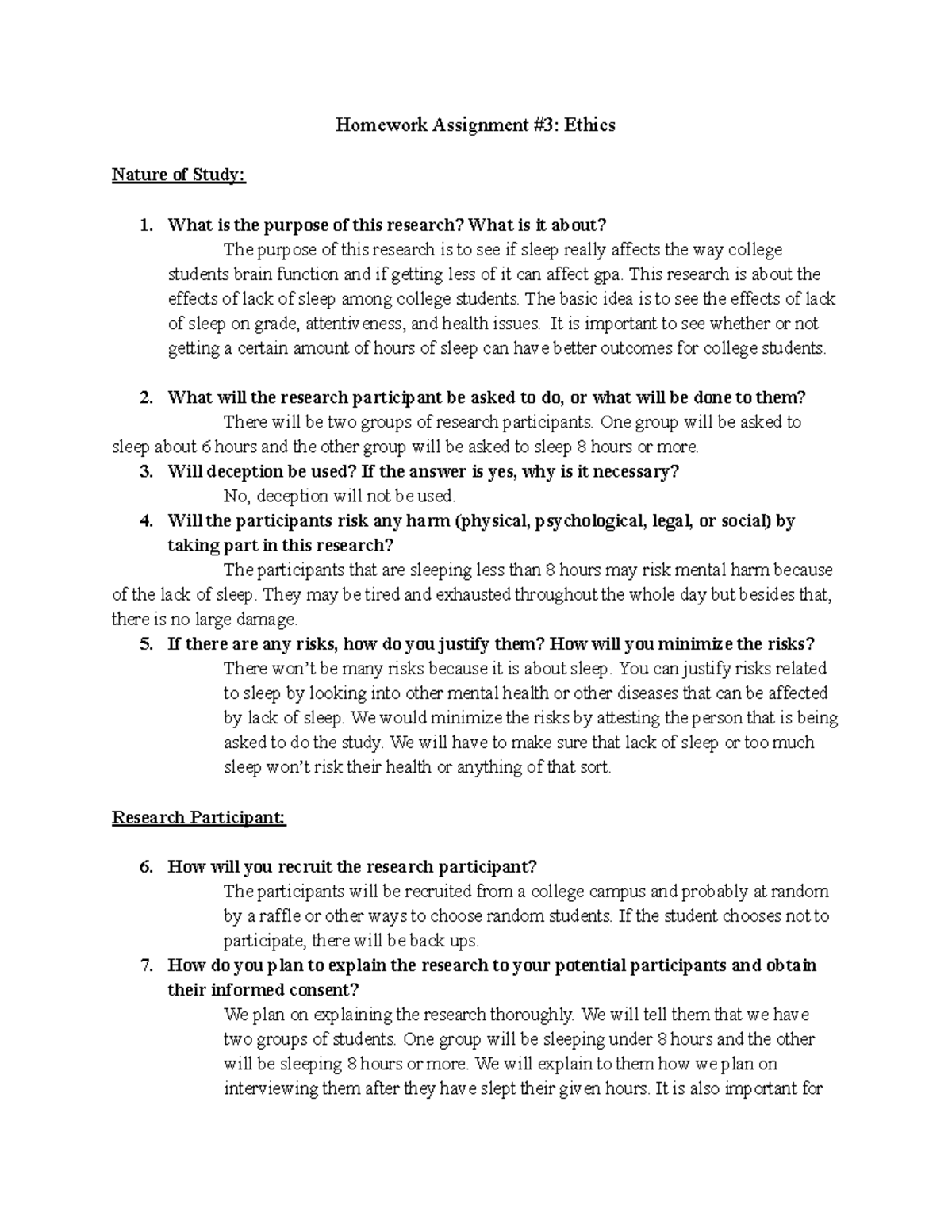 HP 350 HW #3 - Homework 3 - Homework Assignment #3: Ethics Nature of ...