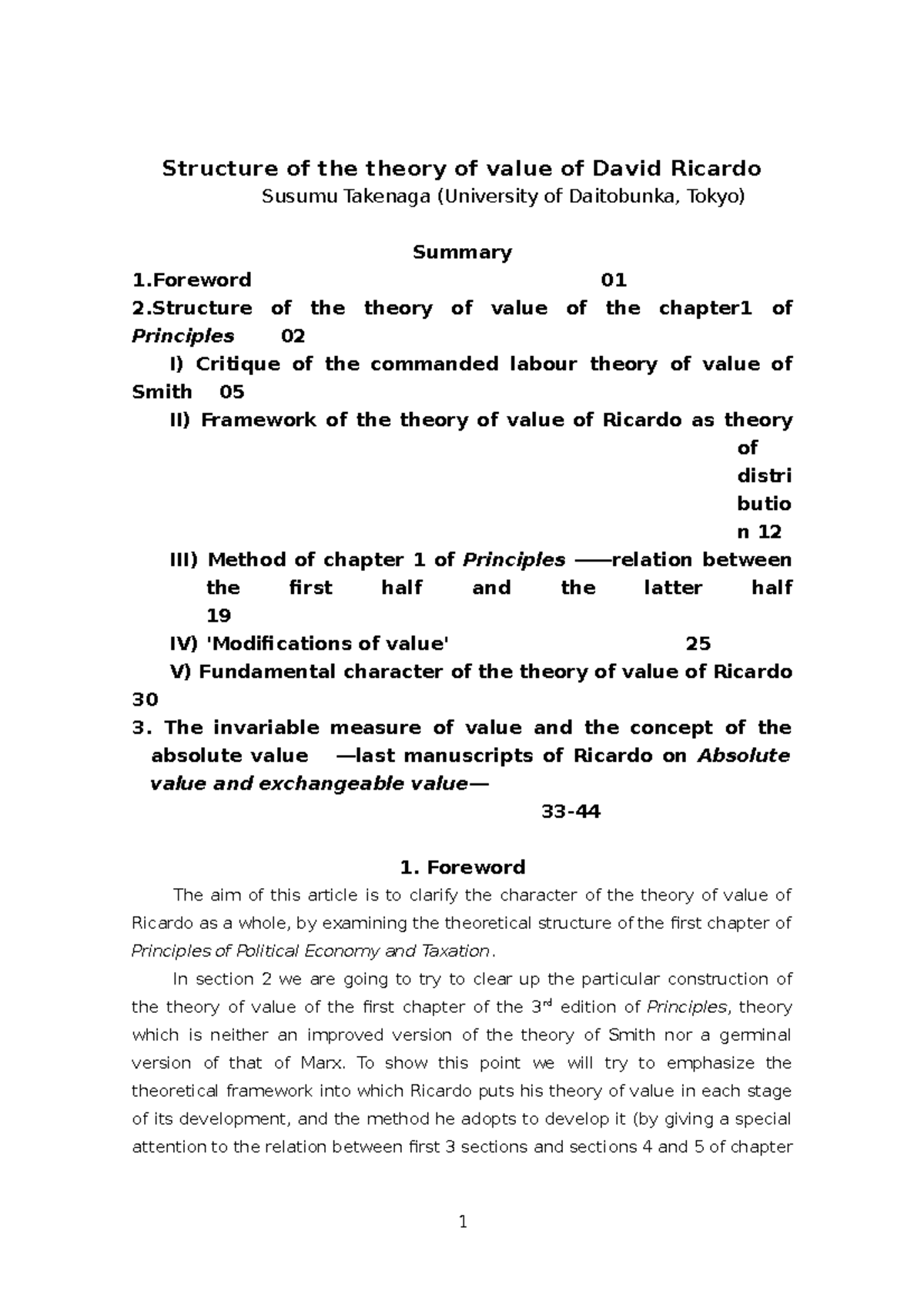 Structureofthetheoryofvalueof David Ricardo - Structure of the theory ...
