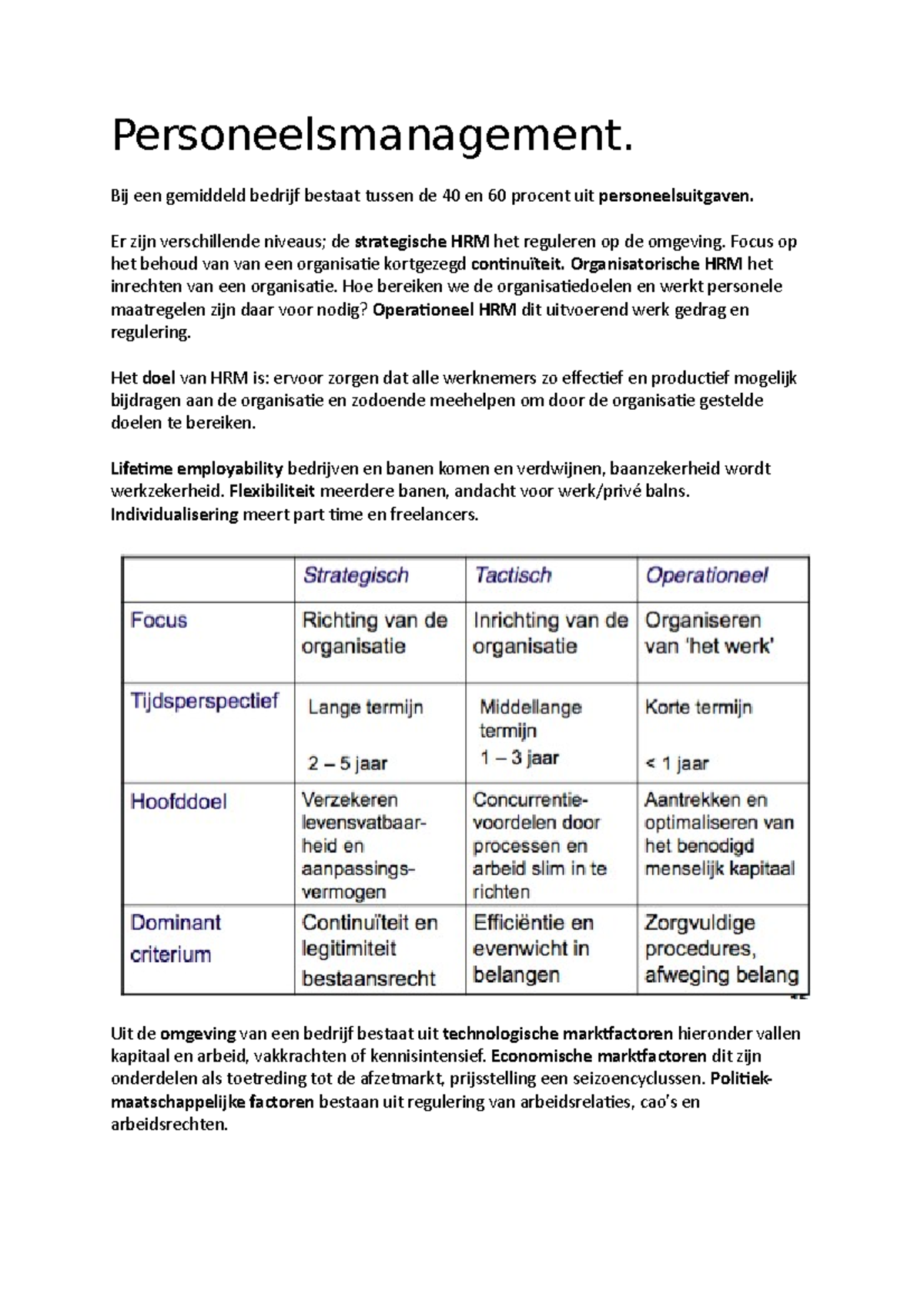 Samenvatting Organisatiekunde College - Personeelsmanagement. Bij Een ...