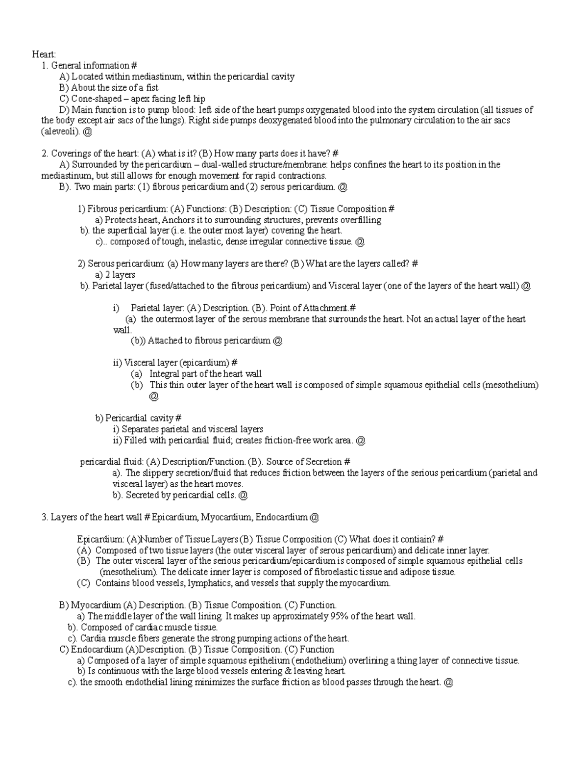 Cardiovascular System- Notes for HESI A2 Exam - Heart: 1. General ...