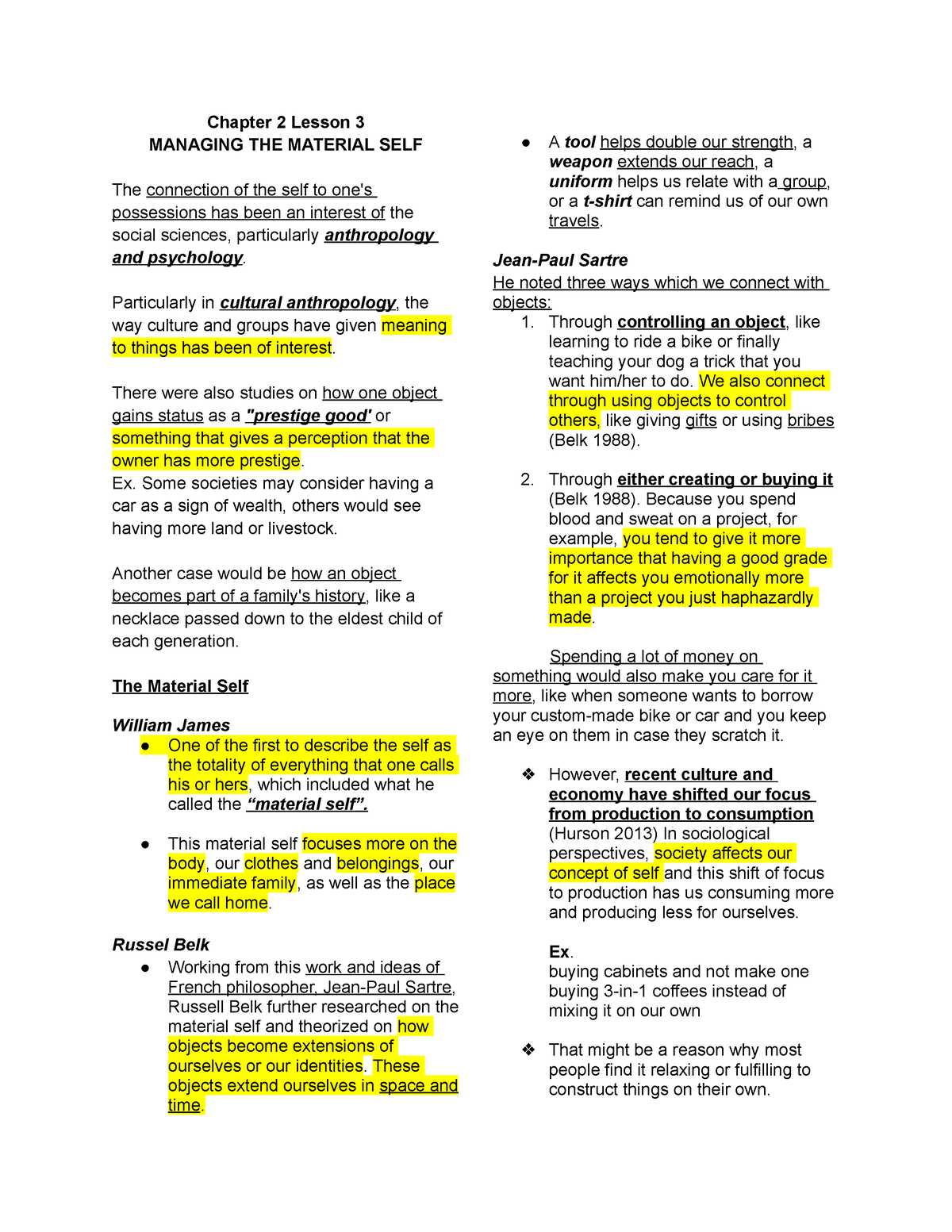 UTS Finals - UTS LESSONS - Chapter 2 Lesson 3 MANAGING THE MATERIAL ...