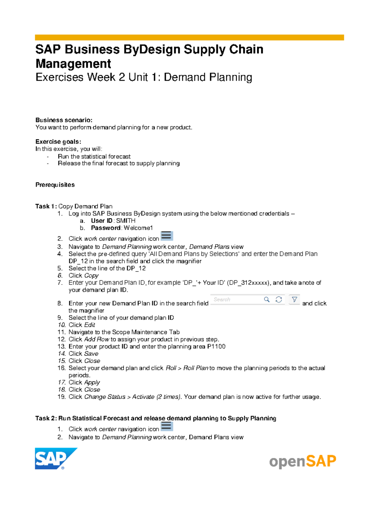 Activity 2 - Demand Planning - Open SAP Byd4 Week 02 Unit 01 - SAP ...