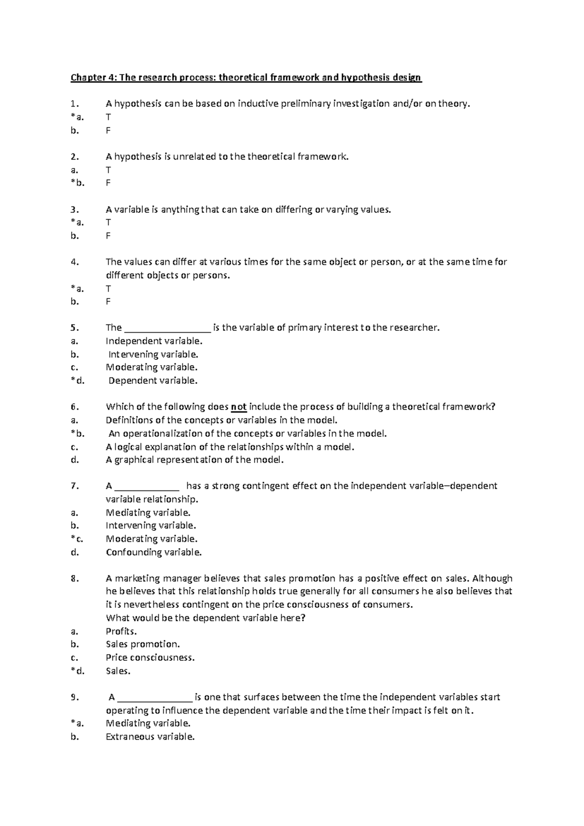 CH04 - Test Bank - Chapter 4: The Research Process: Theoretical ...