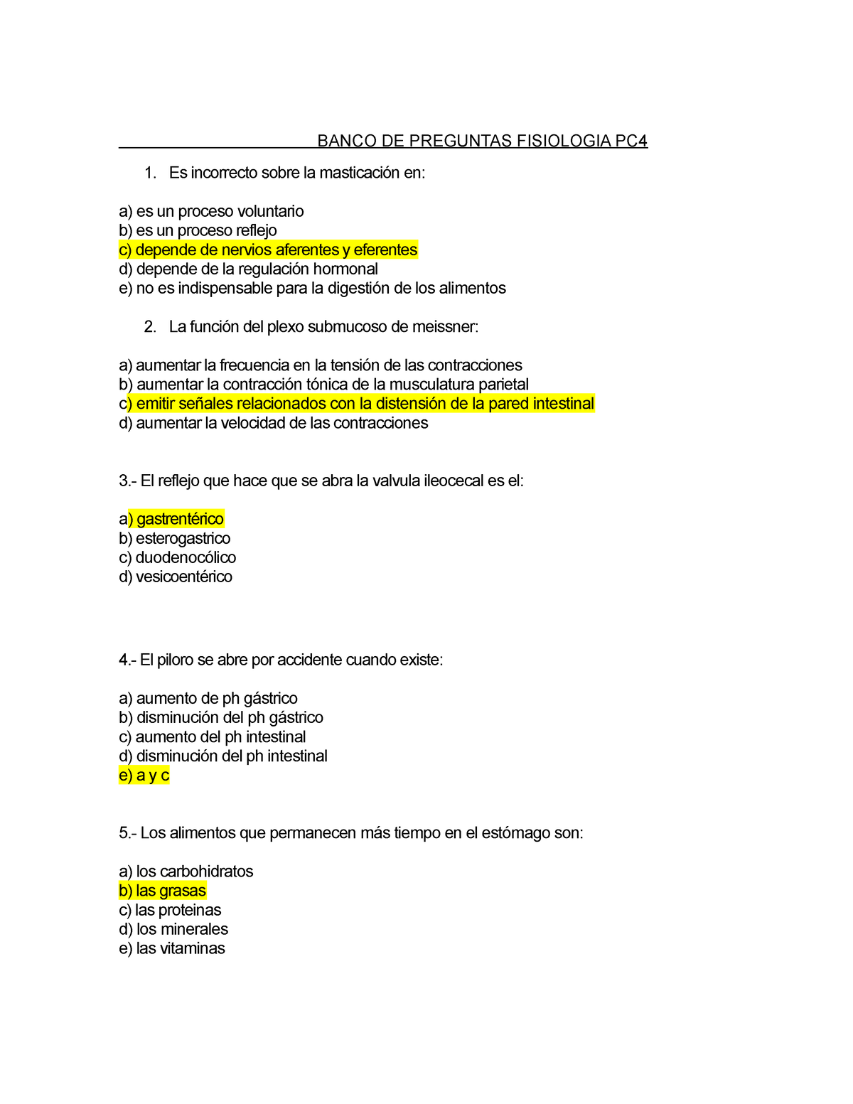 Banco DE Preguntas Fisiologia PC4 - BANCO DE PREGUNTAS FISIOLOGIA PC Es ...