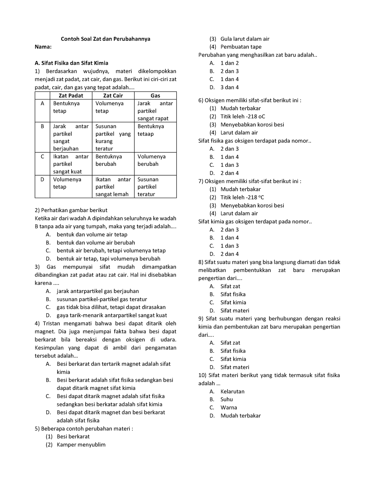 Contoh Soal Zat Dan Perubahannya - Contoh Soal Zat Dan Perubahannya ...