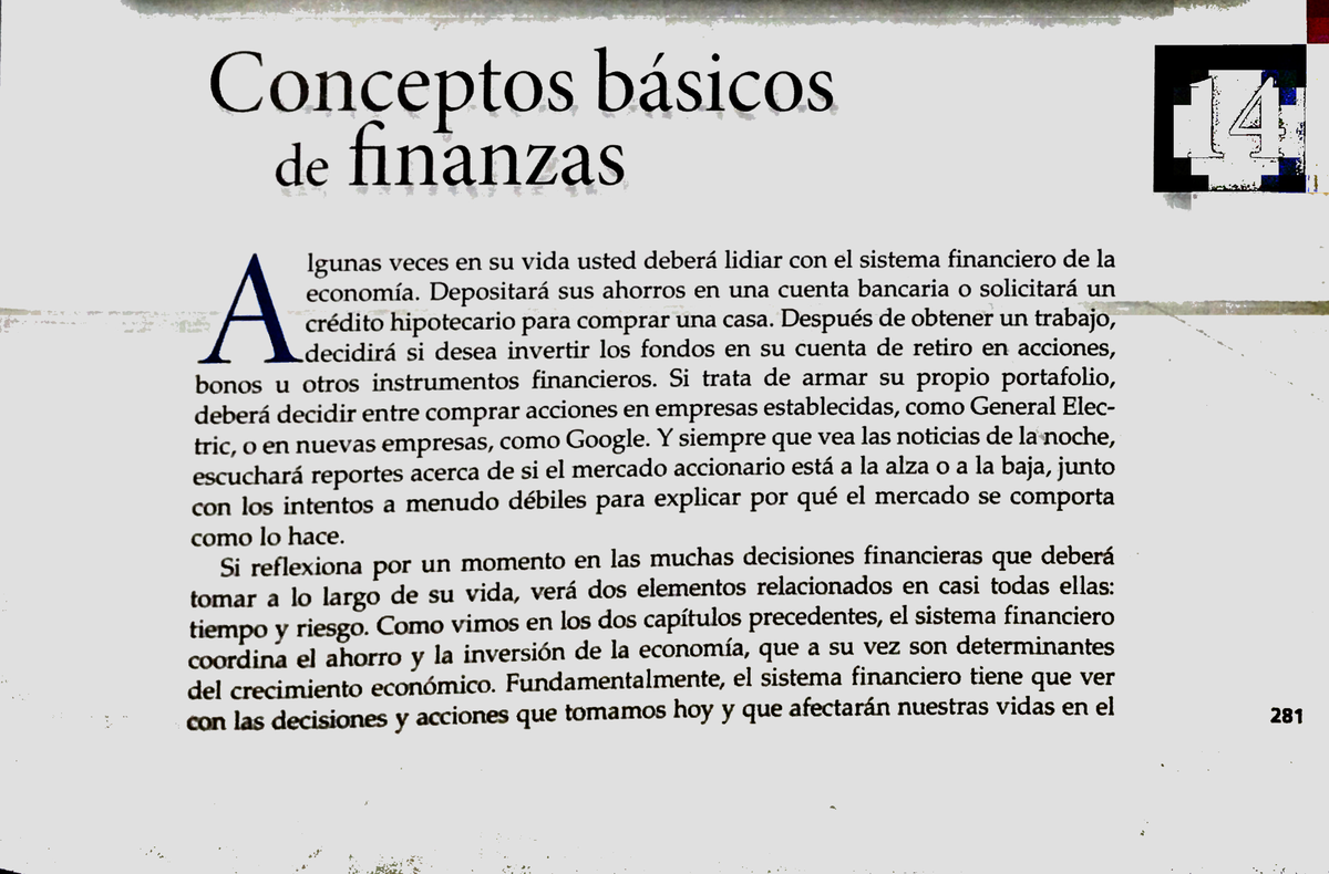 Capítulo 5.- Conseptos BÁ Sicos DE Finanzas - Economía I - Studocu