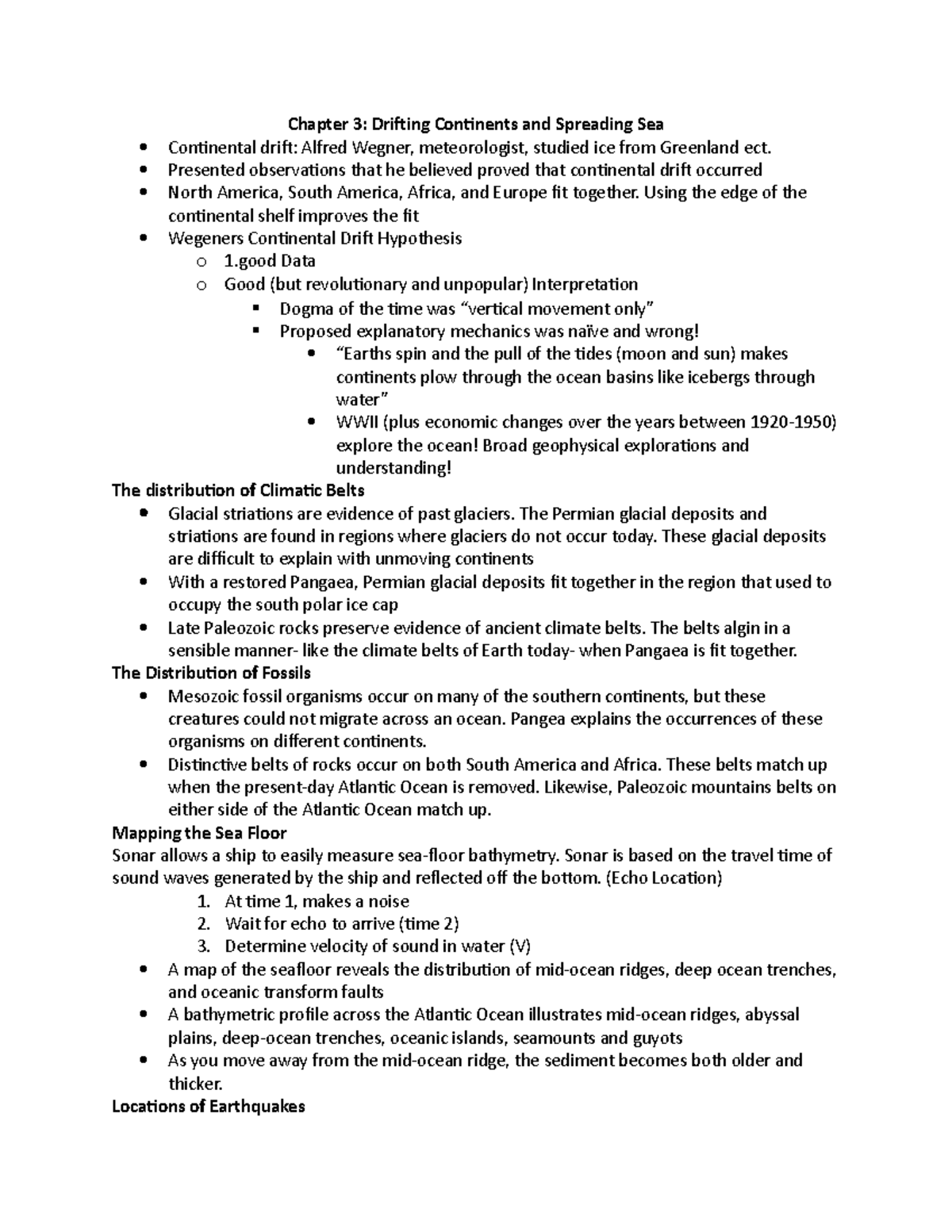 Chapter 3 - Drifting continents and Spreading Sea Lecture Notes ...