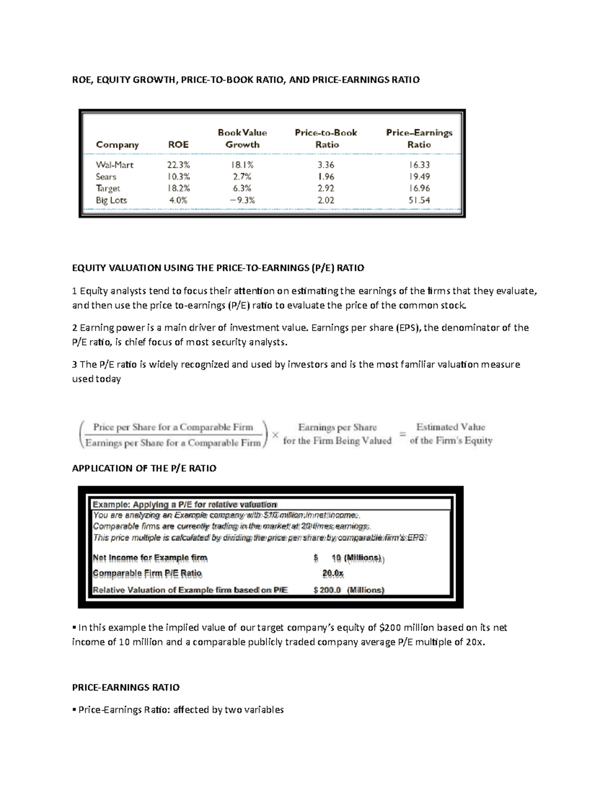 Comparativevaluation - ROE, EQUITY GROWTH, PRICE-TO-BOOK RATIO, AND ...