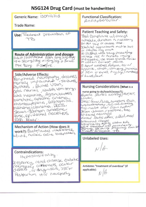 Benadryl wk 3 pdf Pharmacology Drug card - NSG 124 - Studocu