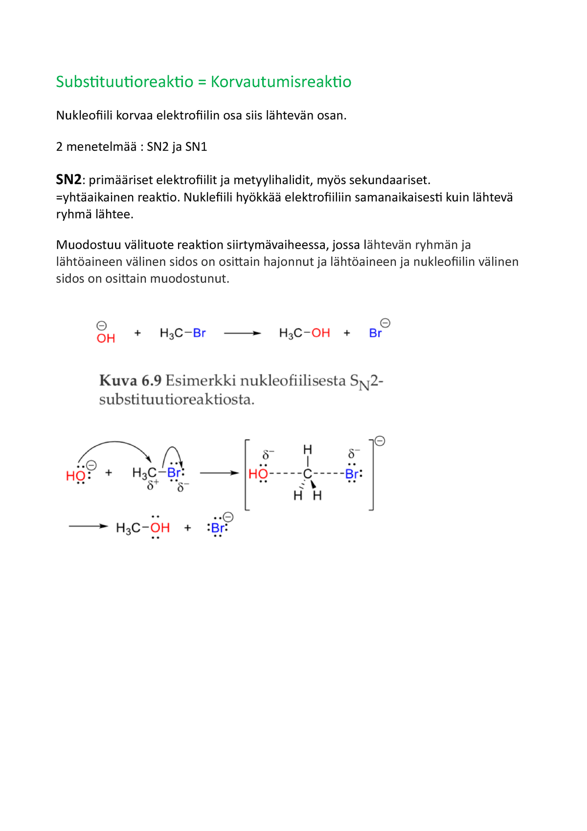 Reaktiot - Luentomuistiinpanot 6.5, 6.5 - Substituutioreaktio ...