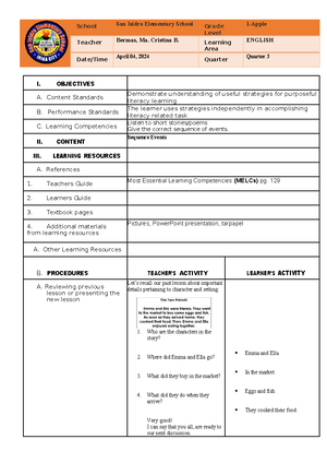 [Solved] lesson plan in home economics g5 - Bachelor of Elementary ...