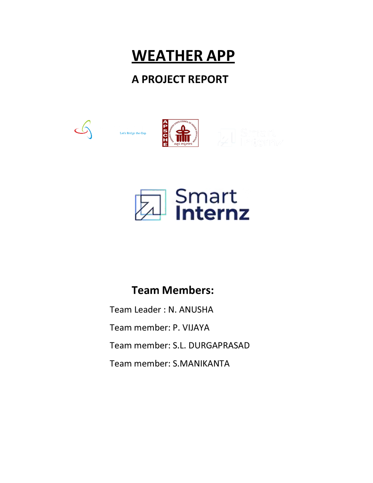 Weather App Documentation-1 - WEATHER APP A PROJECT REPORT Team Members ...