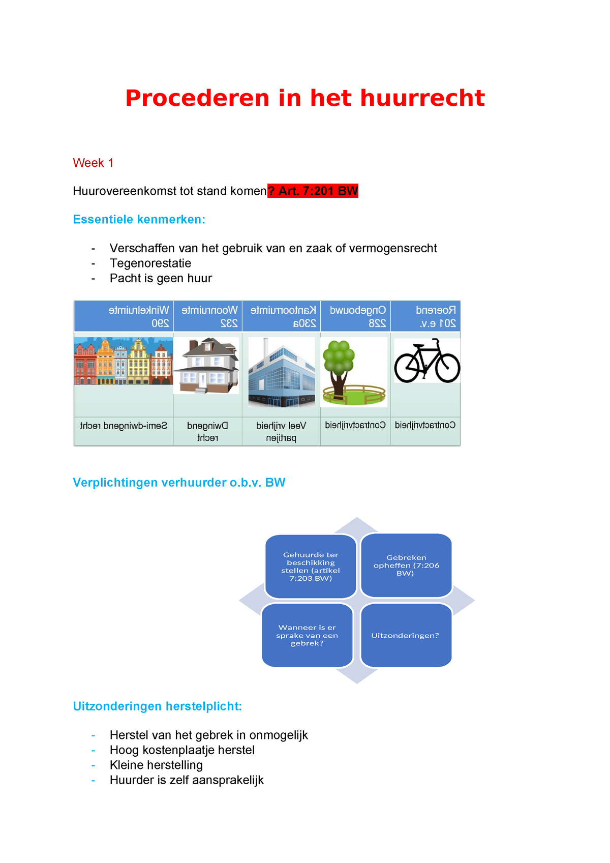 Samenvatting Huurrecht - Procederen In Het Huurrecht Week 1 ...