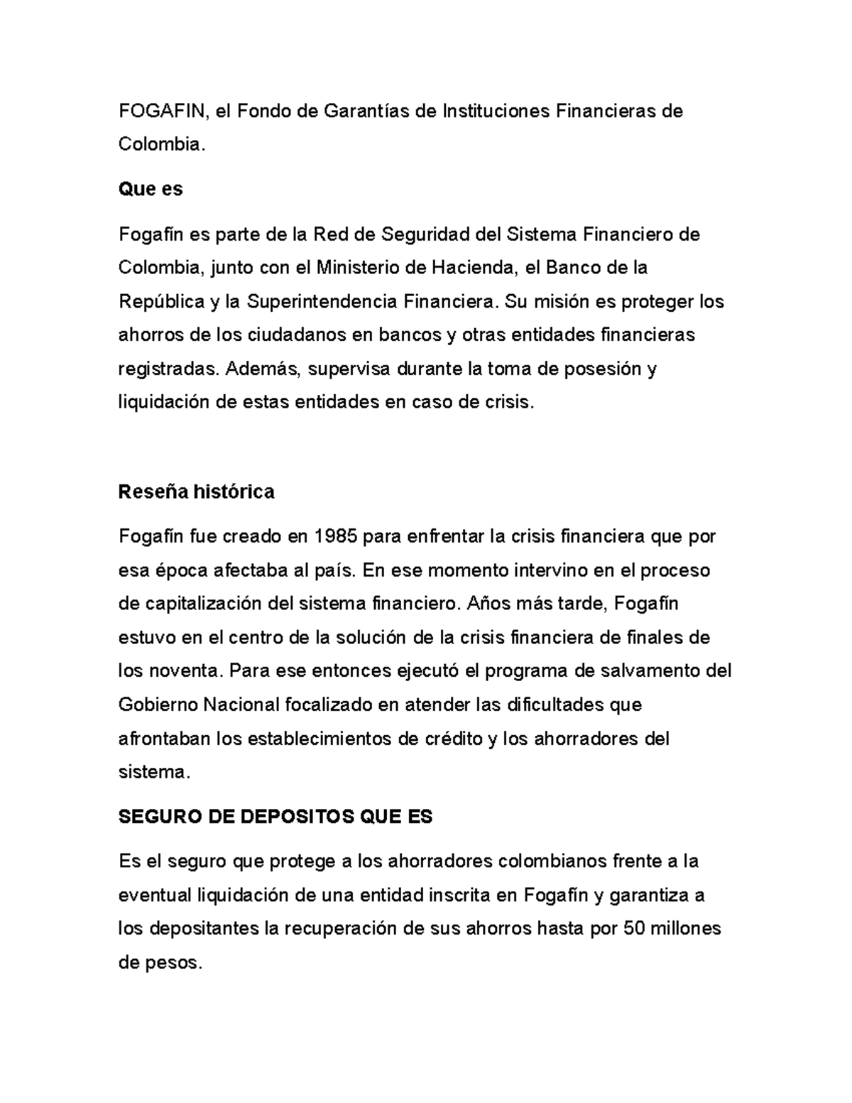 Fogafin exposicion - FOGAFIN, el Fondo de Garantías de Instituciones ...