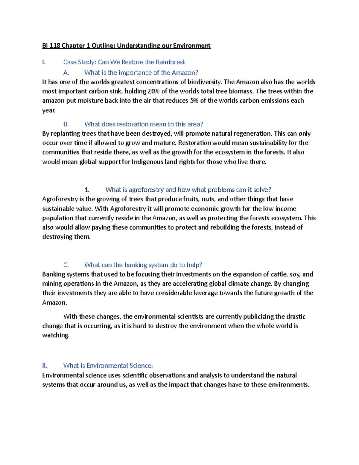 BI 118 - Chapter 1 Outline - Bi 118 Chapter 1 Outline: Understanding ...