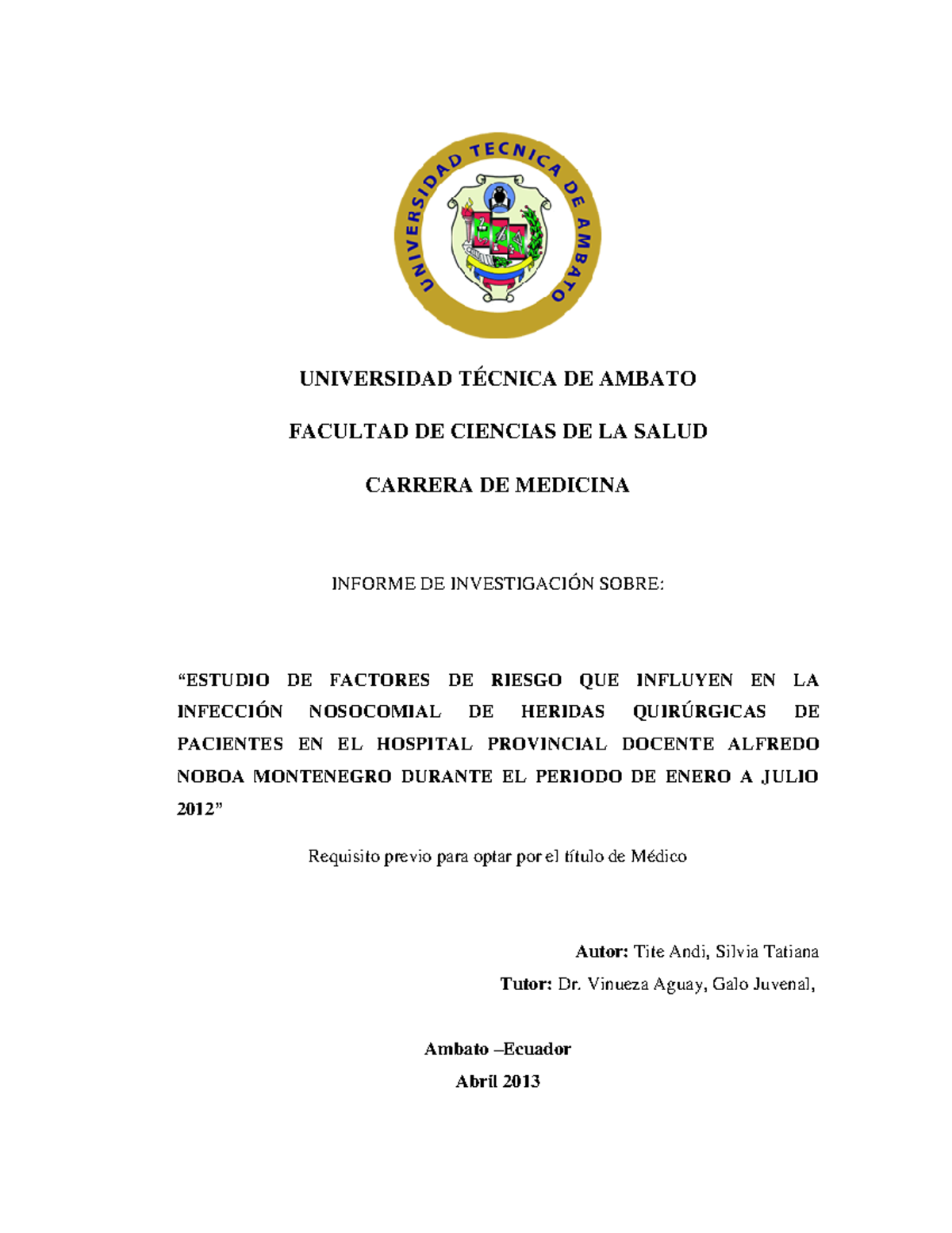 Tesis UTA Silvia TITE - Investigacion - UNIVERSIDAD TÉCNICA DE AMBATO ...