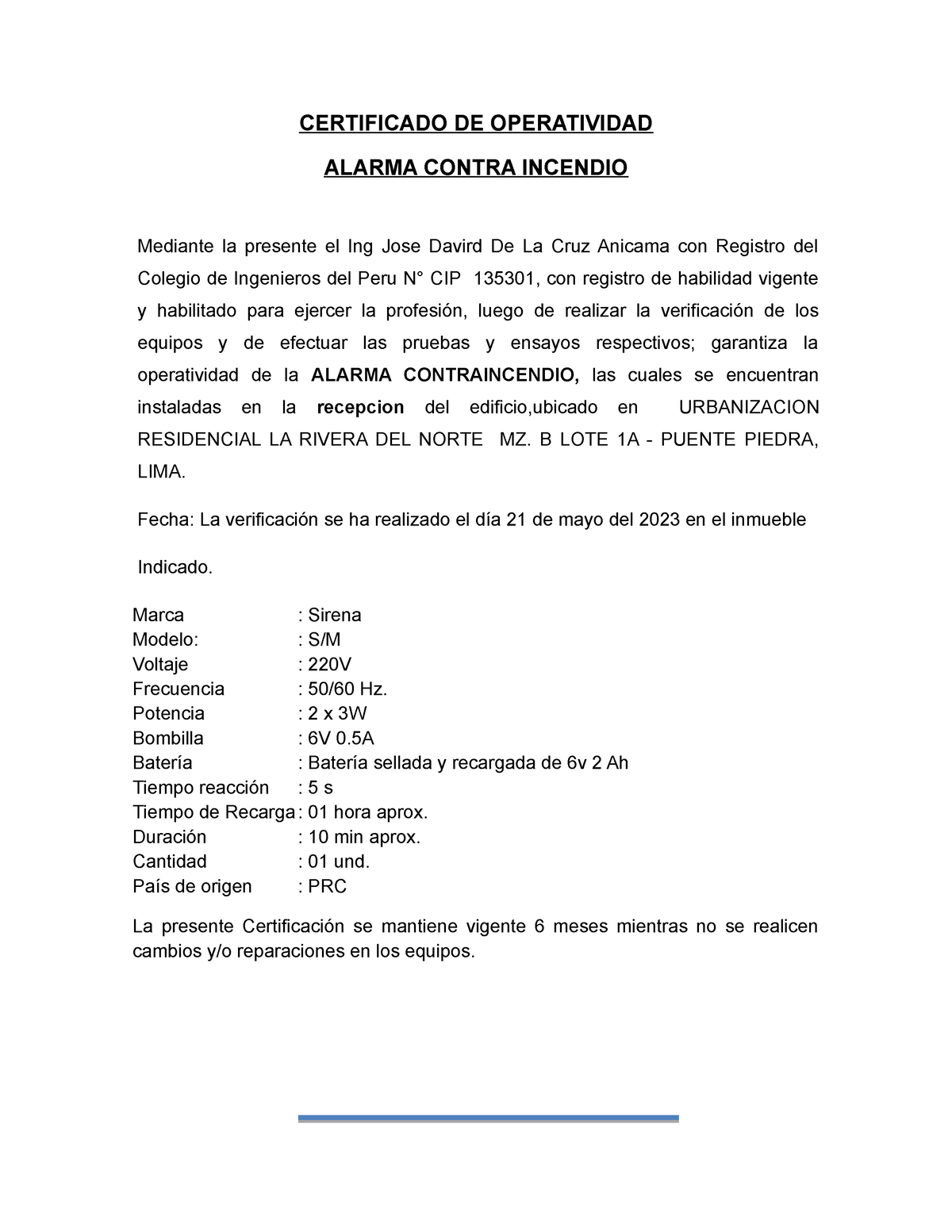 2 Certificado Alarma Contra Incendio Hostal Moscow Certificado De Operatividad Alarma 5426