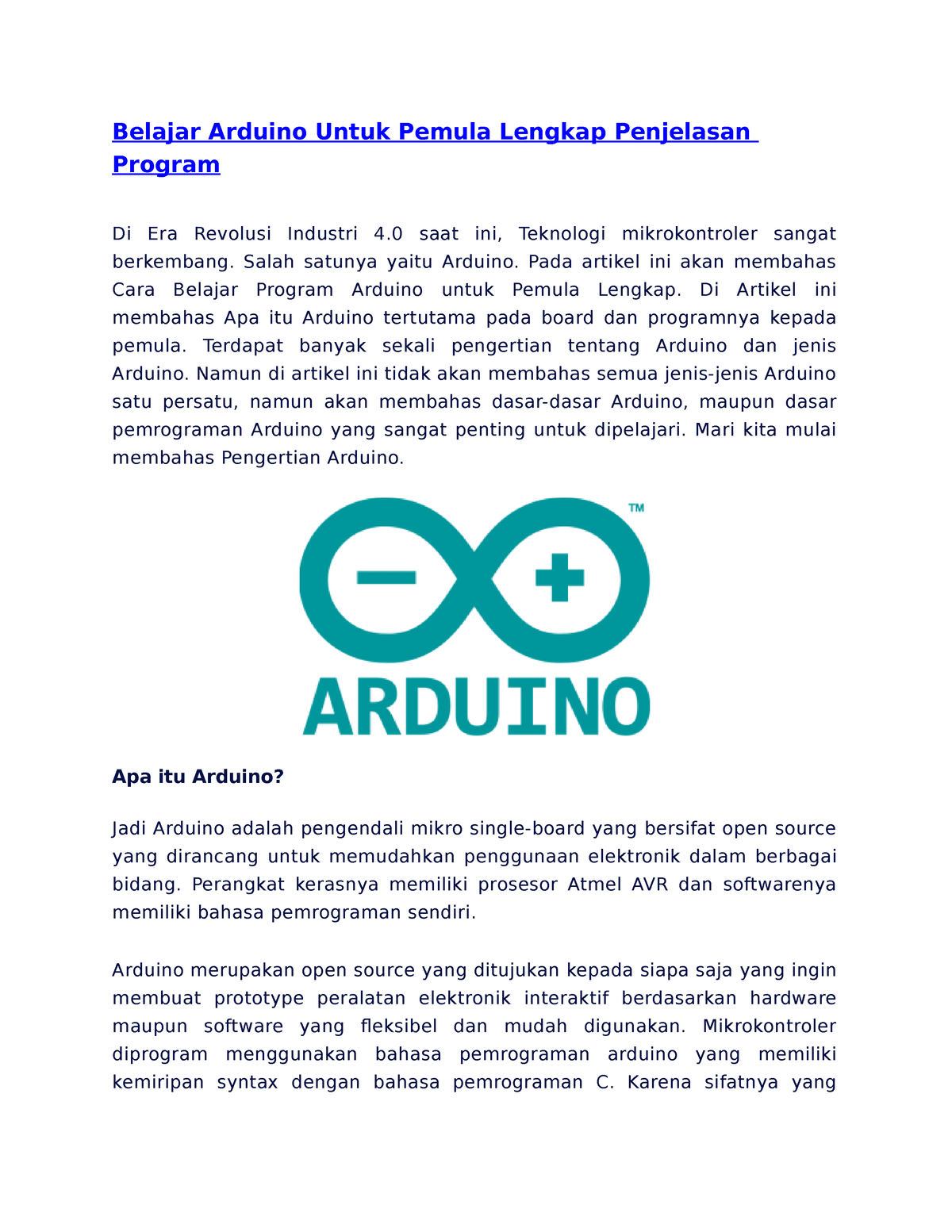 Arduino Untuk Pemula - Salah Satunya Yaitu Arduino. Pada Artikel Ini ...