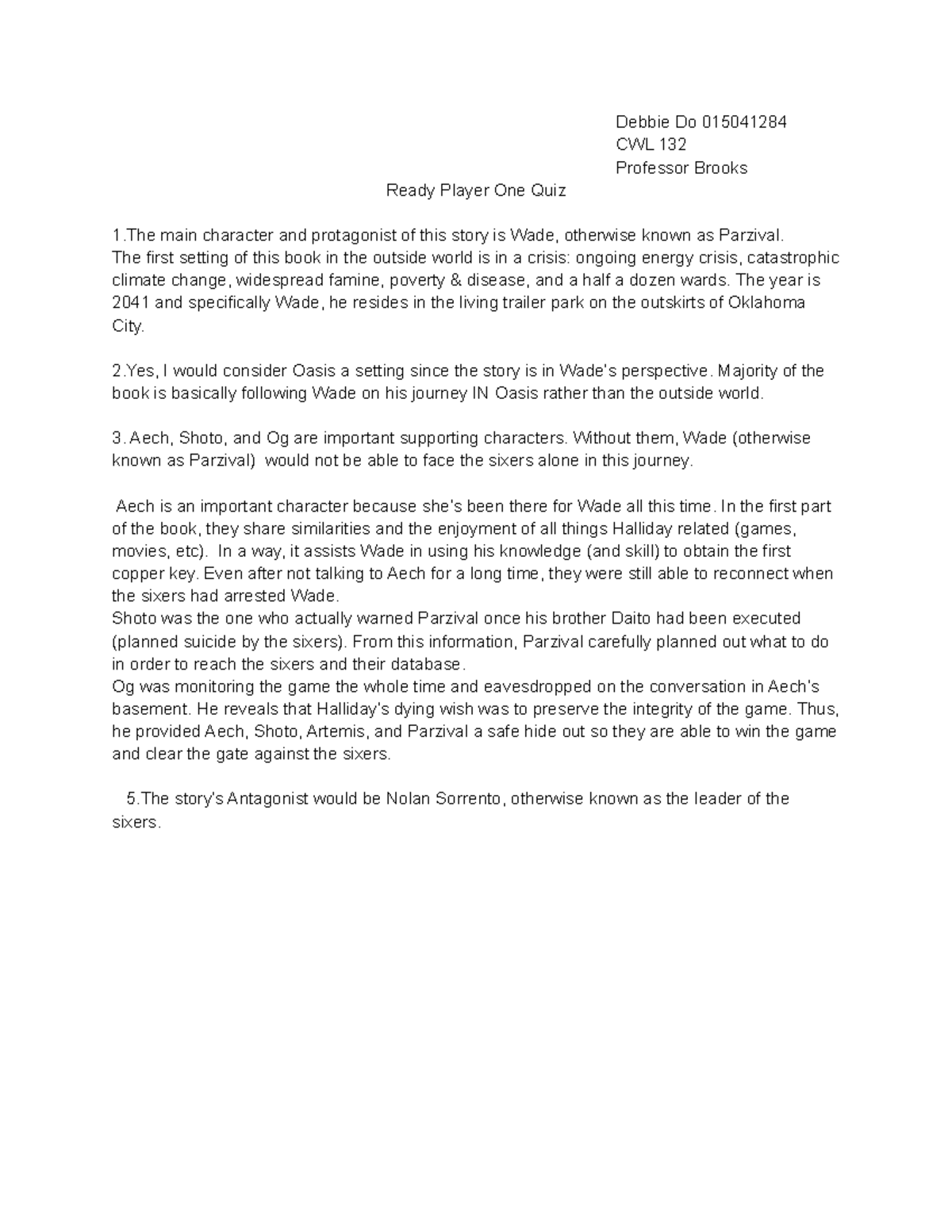 Ready Player one - mandatory book reading assignment - Debbie Do ...