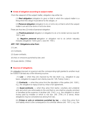 Obligations And Contracts Notes C2S - TITLE I – OBLIGATIONS CHAPTER 1 ...