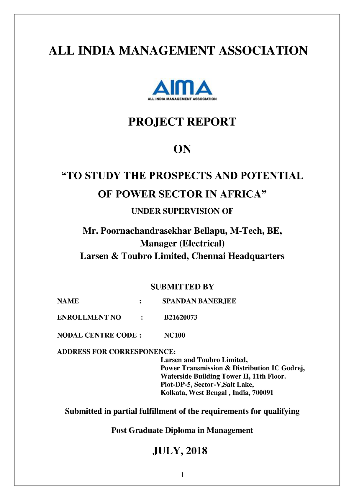 Aimareport Ibpower Sectorin Africa - ALL INDIA MANAGEMENT ASSOCIATION ...