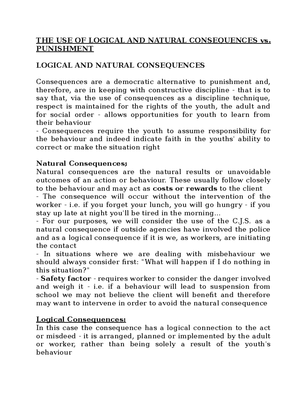 Lecture 6 - The Use of Natural and Logical Consequences - THE USE OF ...